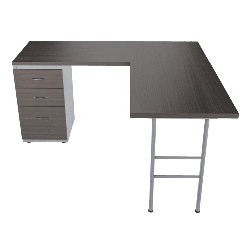 Escritorio Elíptica en L Frente Madera – grey oak – gris mate V2