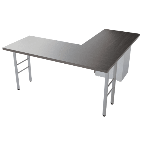 Escritorio Elíptica en L Frente Madera – grey oak – gris mate V3