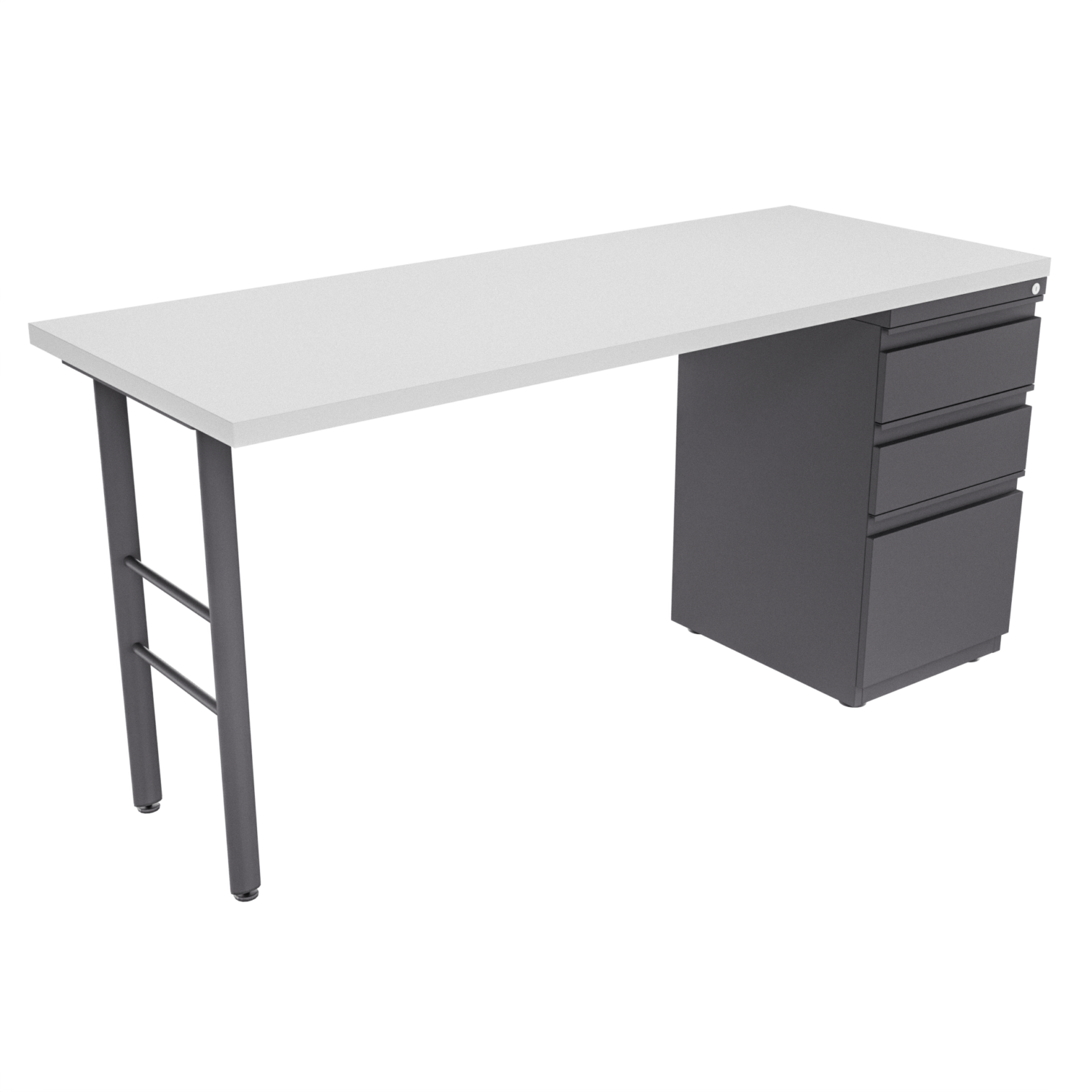 Escritorio Recto H Elíptica – Blanco – Negro mate