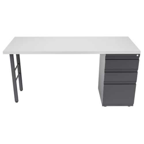 Escritorio Recto H elpitica – Blanco – Negro mate V2