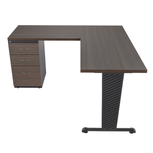 Escritorio Tower en L con archivador 2X1 FM – Grey Oak – Negro mate V2