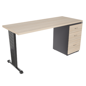 Escritorio recto Tower con archivador 2X1 frente madera
