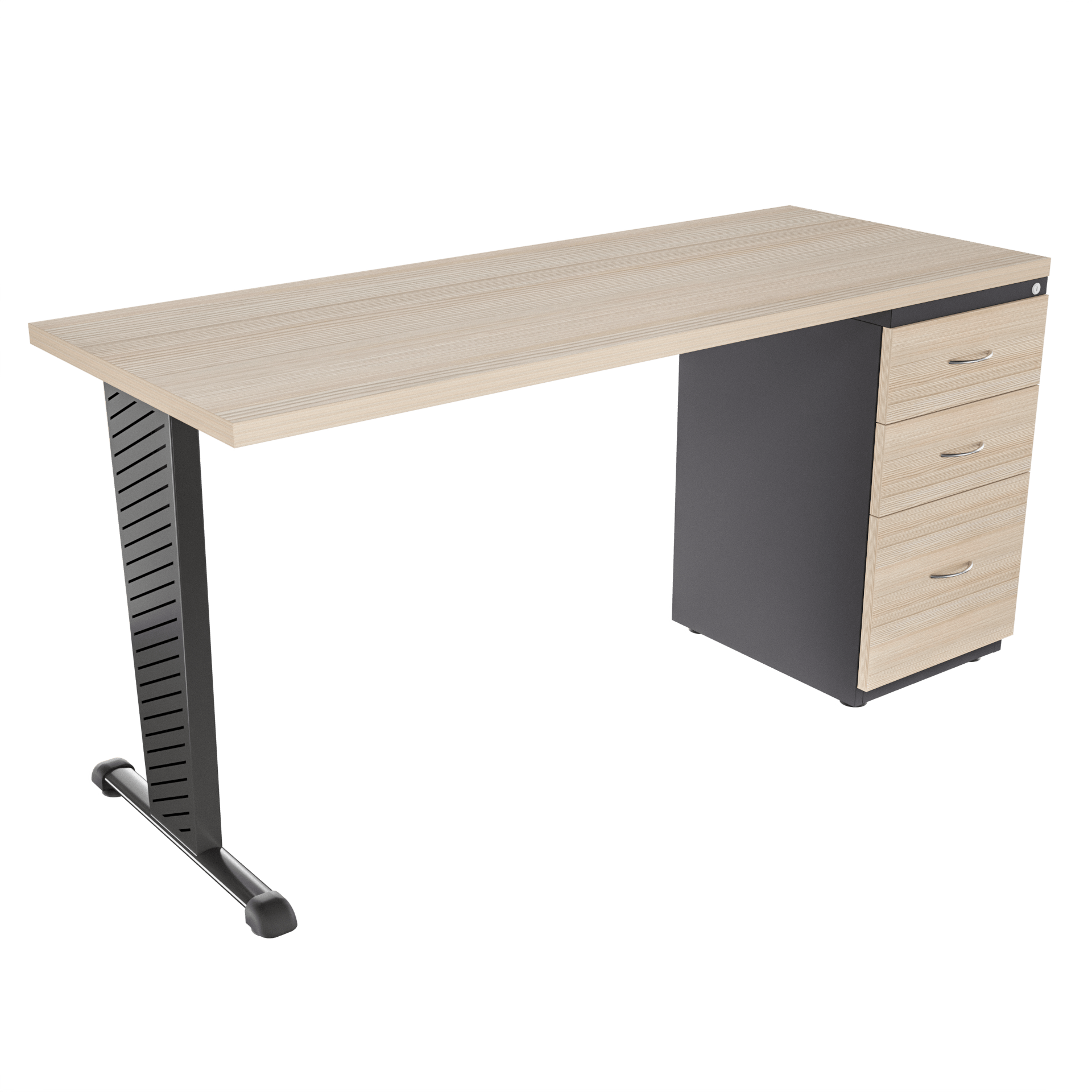 Escritorio recto Tower con archivador 2X1 frente madera