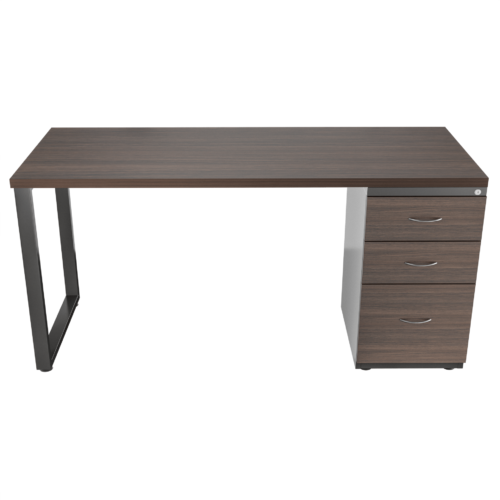 Escritorio recto Venenton con archivador 2X1 FM – gris tornado – negro brillante V2