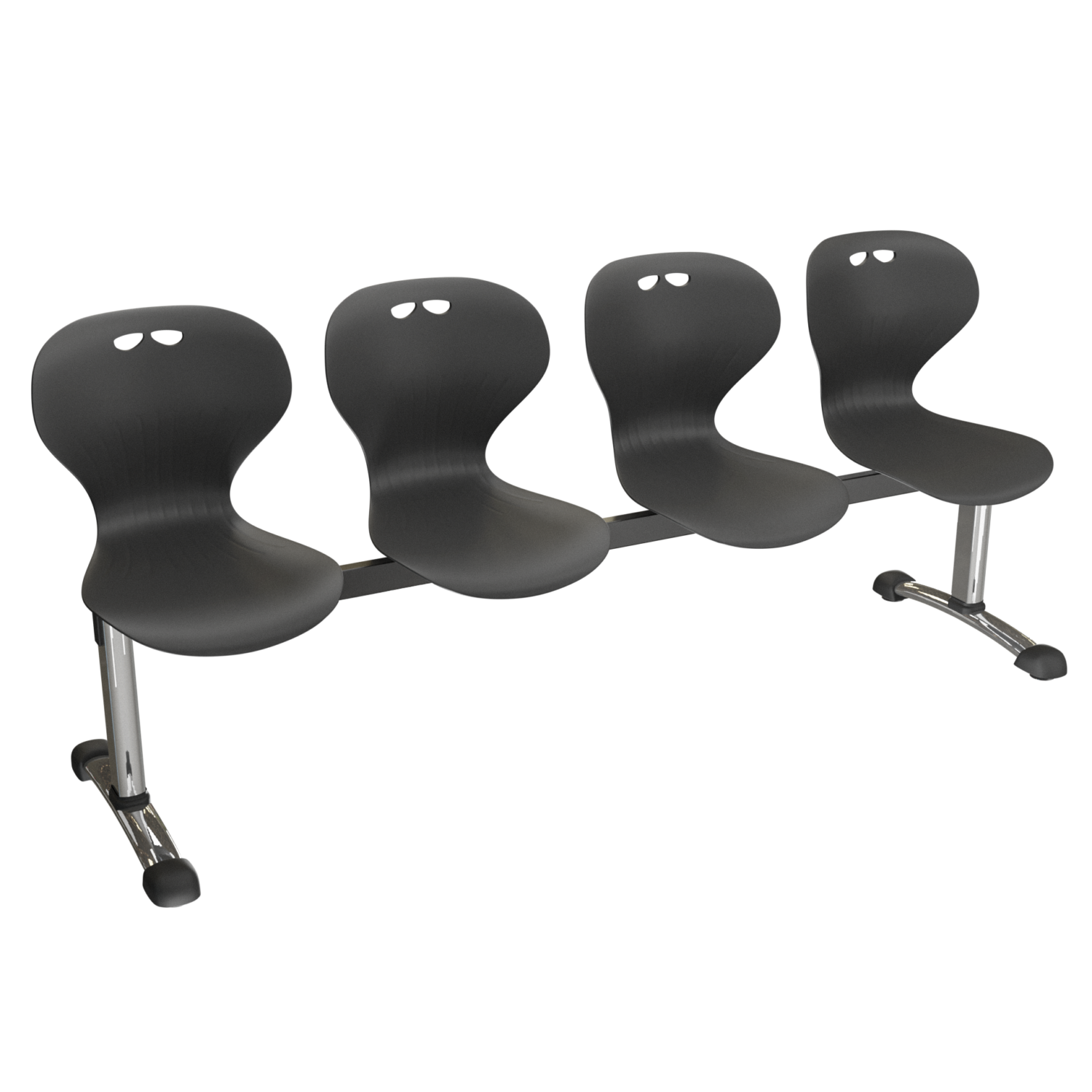 Tandem Niko tapizada 4 puestos – Negro – cromo + negro brilllante