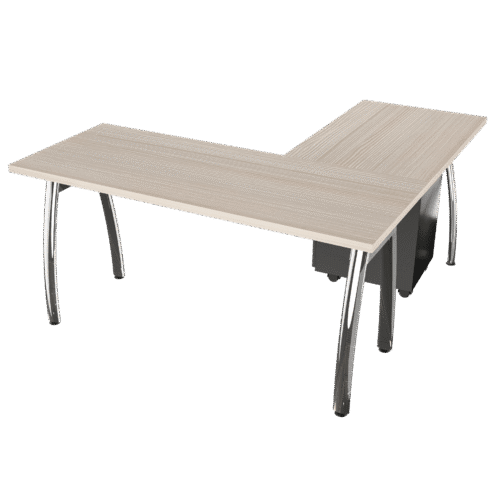 Escritorio en L – Alpha – Larice 3d – chrome – Negro brillante V3