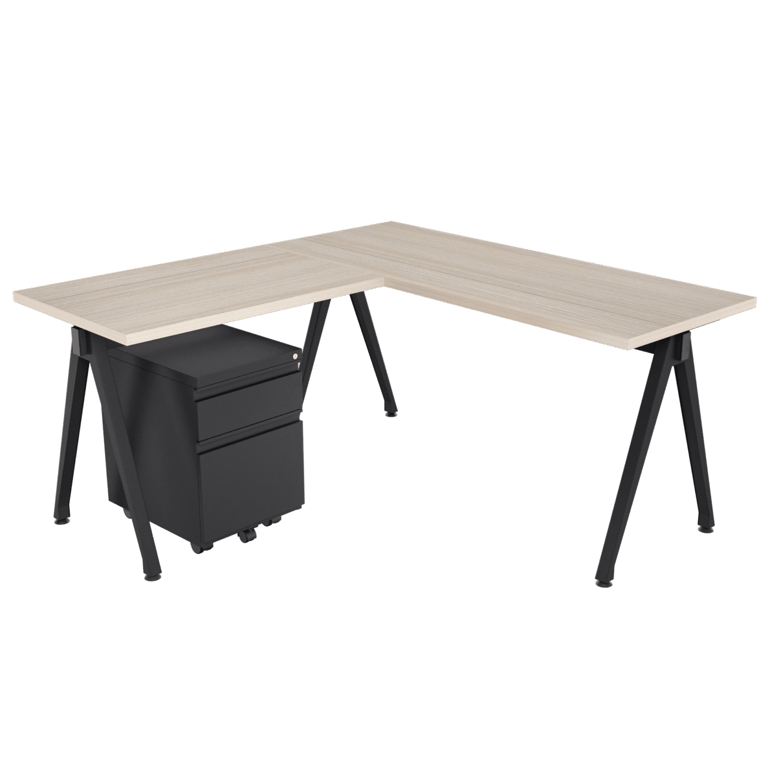 Escritorio en L- Delta – Larice 3d – negro mate