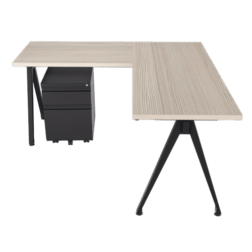 Escritorio en L- Delta – Larice 3d – negro mate V2