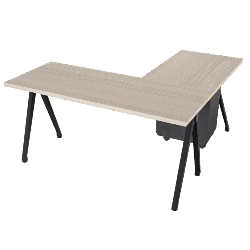 Escritorio en L- Delta – Larice 3d – negro mate V3