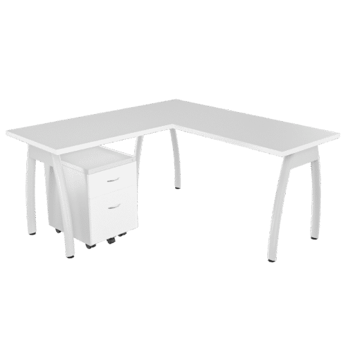 Escritorio Alpha en L con archivador 1X1 frente madera