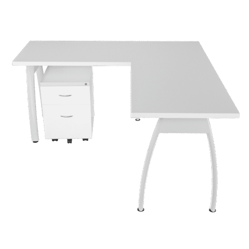 Escritorio en L Frente Madera – Alpha – Blanco – Blanco V2