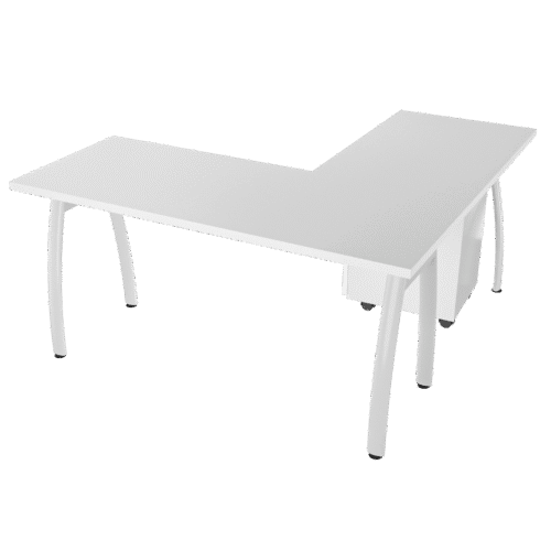 Escritorio en L Frente Madera – Alpha – Blanco – Blanco V3