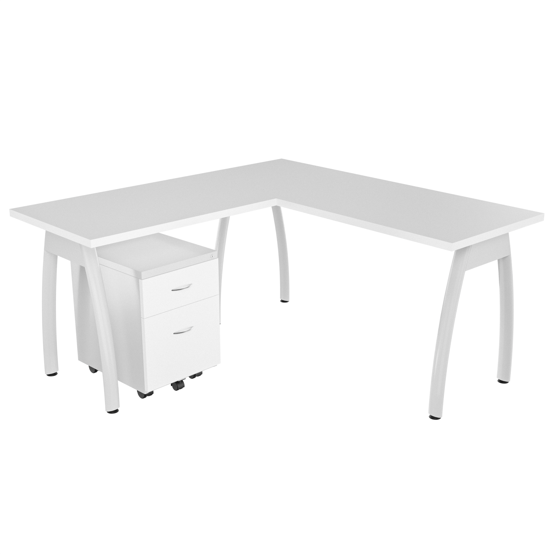 Escritorio Alpha en L con archivador 1X1 frente madera