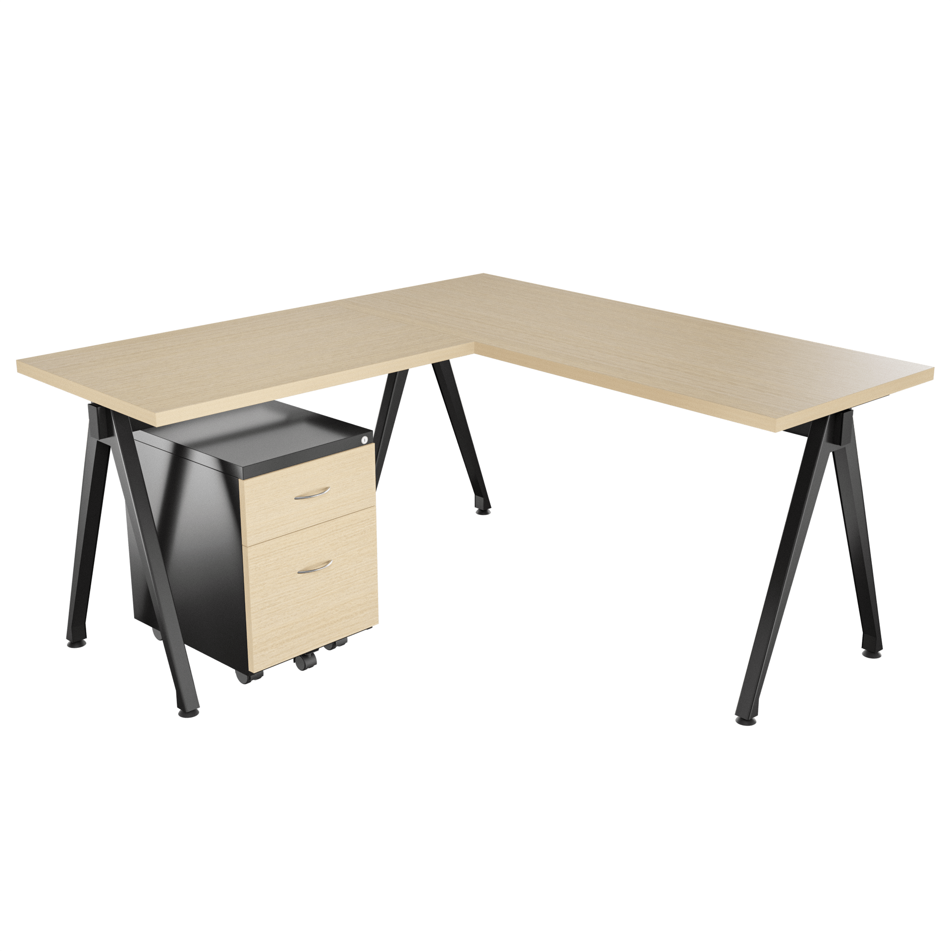 Escritorio Delta en L con archivador 1X1 frente madera