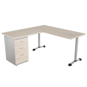Escritorio Italia en L con archivador frente madera 2X1