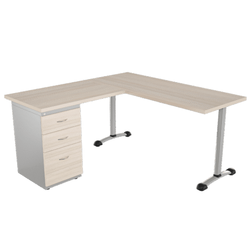 Escritorio Italia en L con archivador frente madera 2X1