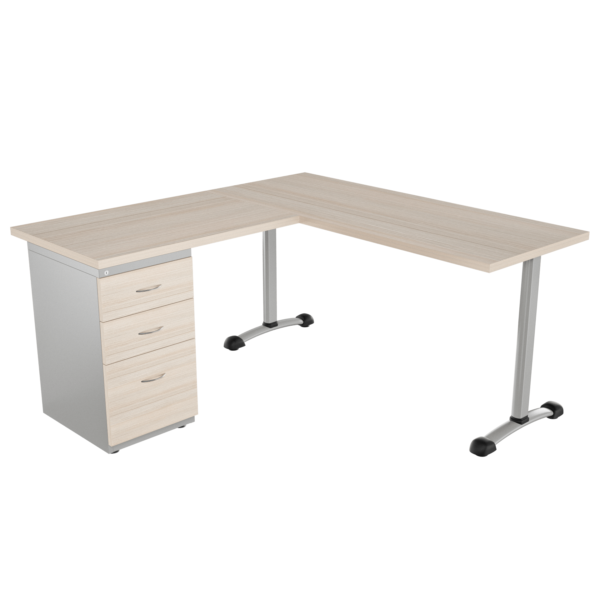 Escritorio Italia en L con archivador frente madera 2X1