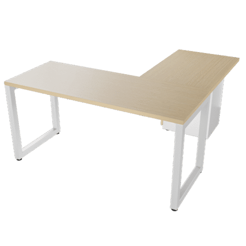 Escritorio en L Frente Madera – Pikazzo Cerrada – Alpi claro – Blanco V3