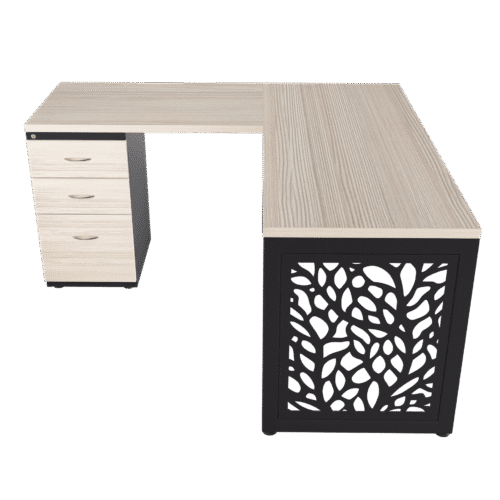 Escritorio en L Frente Madera – Pikazzo Forest – Larice 3d – Negro mate V2