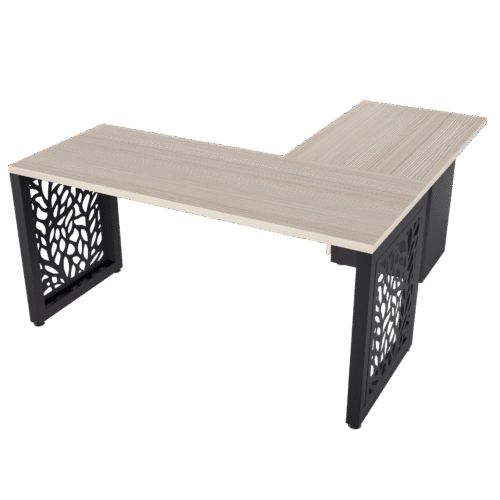 Escritorio en L Frente Madera – Pikazzo Forest – Larice 3d – Negro mate V3