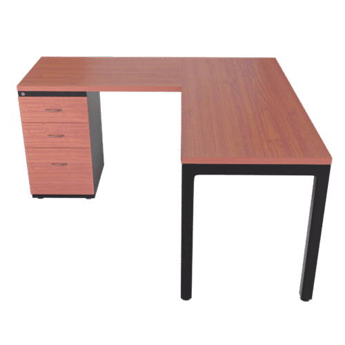 Escritorio en L Frente Madera – Pikazzo abierta – Cerezo – negro Mate V2