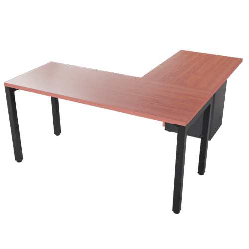 Escritorio en L Frente Madera – Pikazzo abierta – Cerezo – negro Mate V3