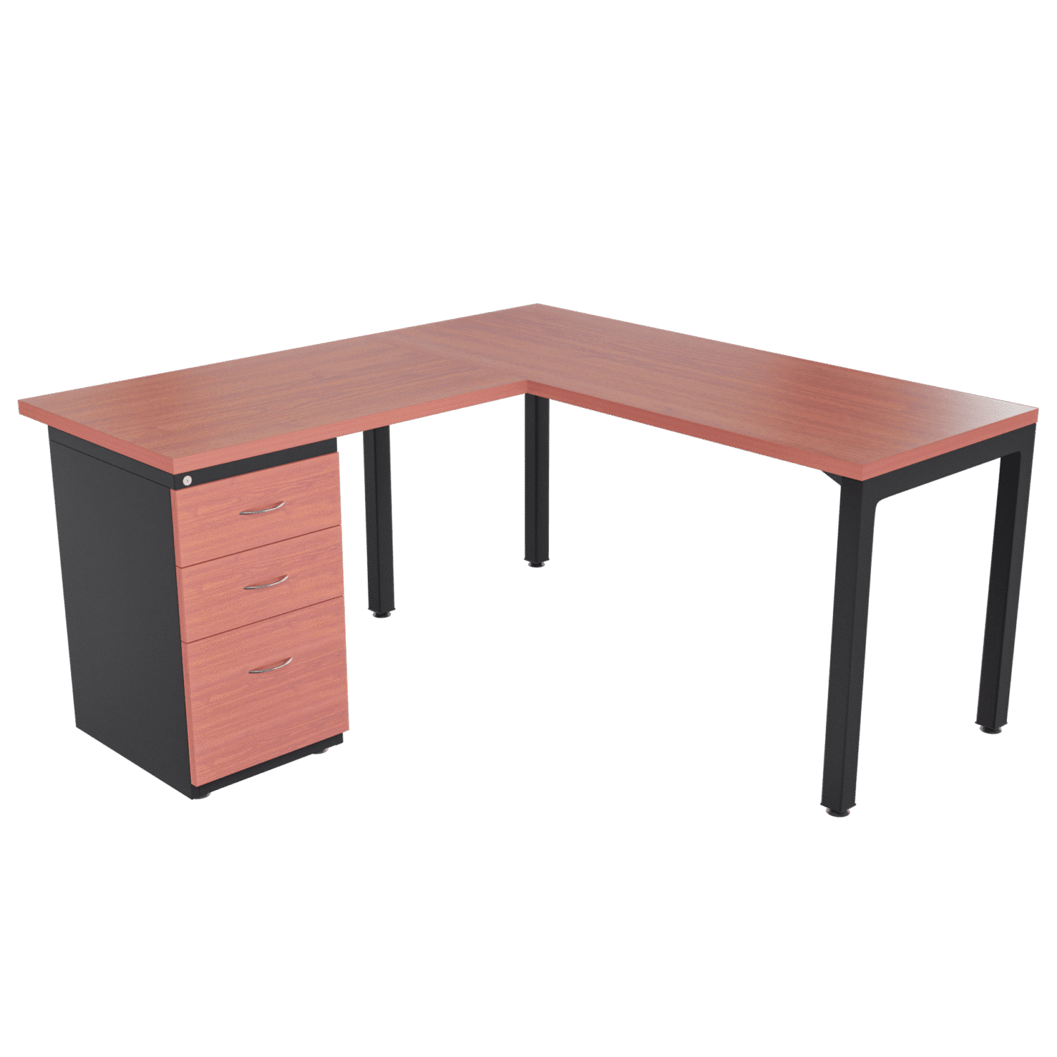Escritorio en L Frente Madera – Pikazzo abierta – Cerezo – negro Mate png