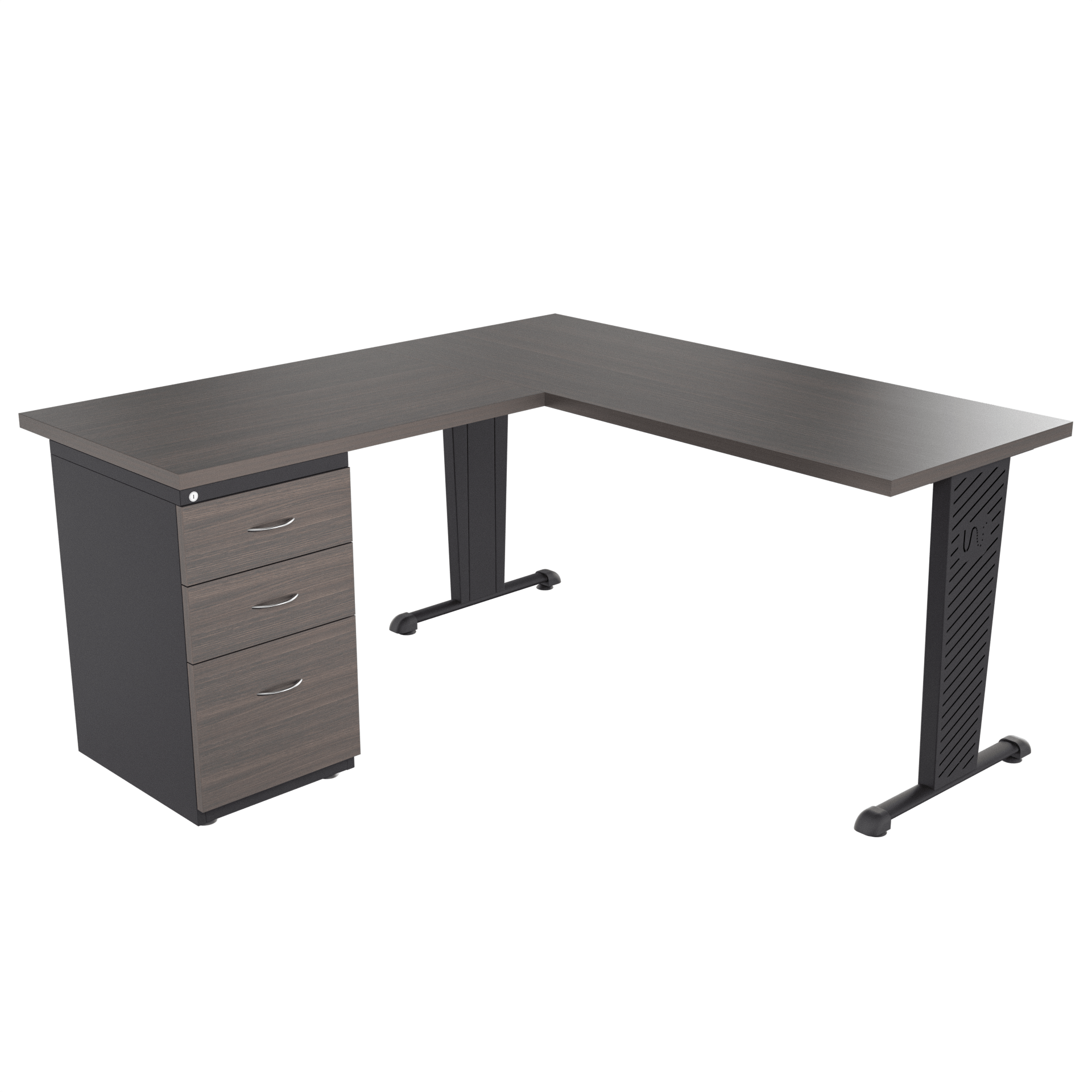 Escritorio Tower en L con archivador 2X1 frente madera