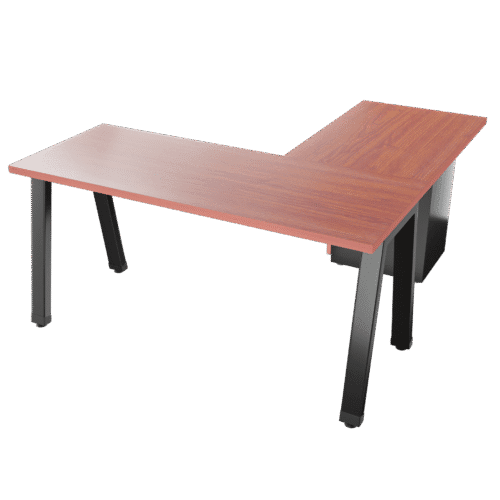 Escritorio en L Frente Madera – Vega – Cerezo – negro brillante V3