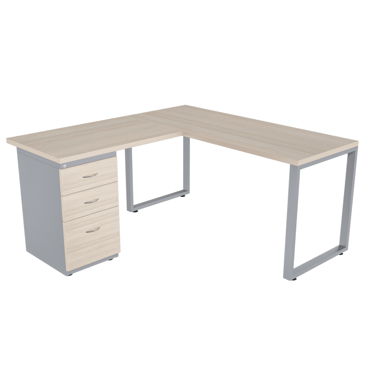 Escritorio en L Frente Madera – Venenton – Larice 3d – gris mate