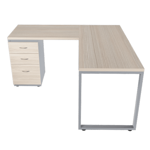 Escritorio en L Frente Madera – Venenton – Larice 3d – gris mate V2