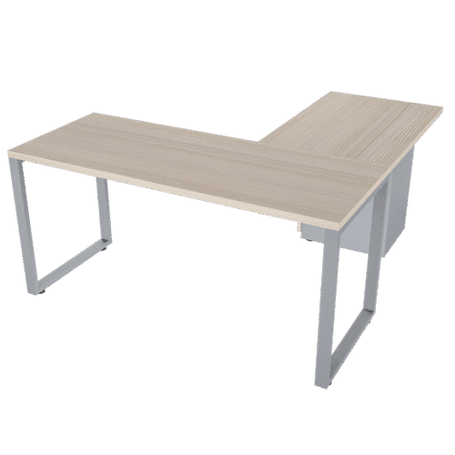 Escritorio en L Frente Madera – Venenton – Larice 3d – gris mate V3