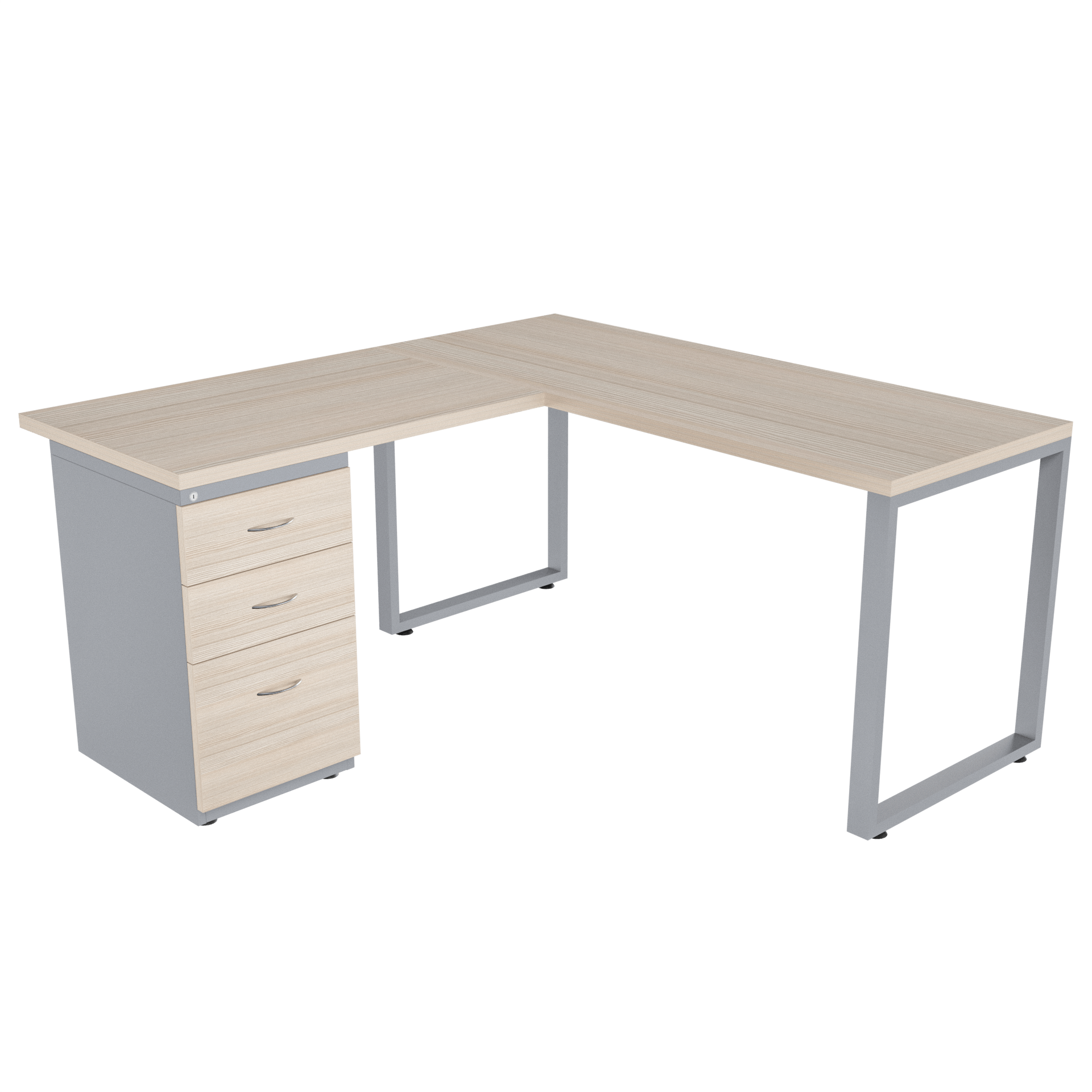 Escritorio Venentón en L con archivador 2X1 frente madera