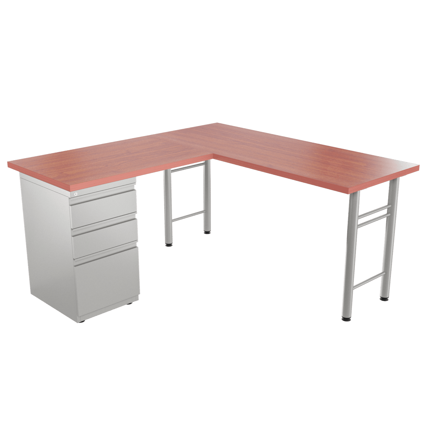 Escritorio en L- H 1.9 – Cerezo – gris brillante