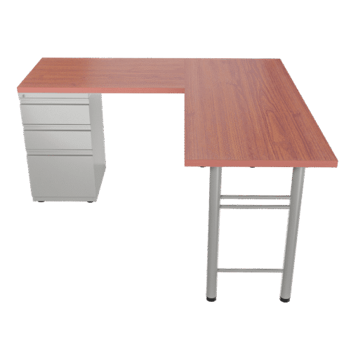 Escritorio en L- H 1.9 – Cerezo – gris brillante V2