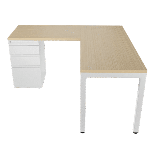 Escritorio en L – Pikazzo Abierta – Alpi claro – Blanco V2