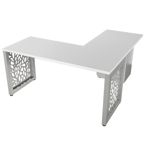 Escritorio en L- Pikazzo Forest – gris brillante – blanco V3