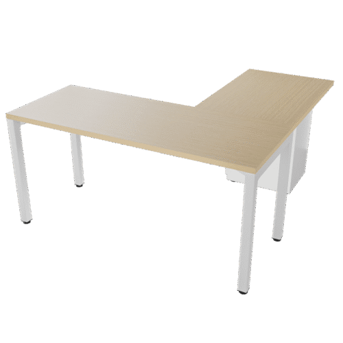 Escritorio en L – Pikazzo abierta – Alpi claro – Blanco V3