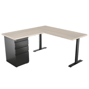Escritorio Platino en L con archivador 2X1