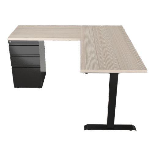 Escritorio en L- Platino – Larice 3d – negro brillante V2