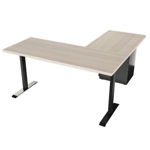 Escritorio en L- Platino – Larice 3d – negro brillante V3