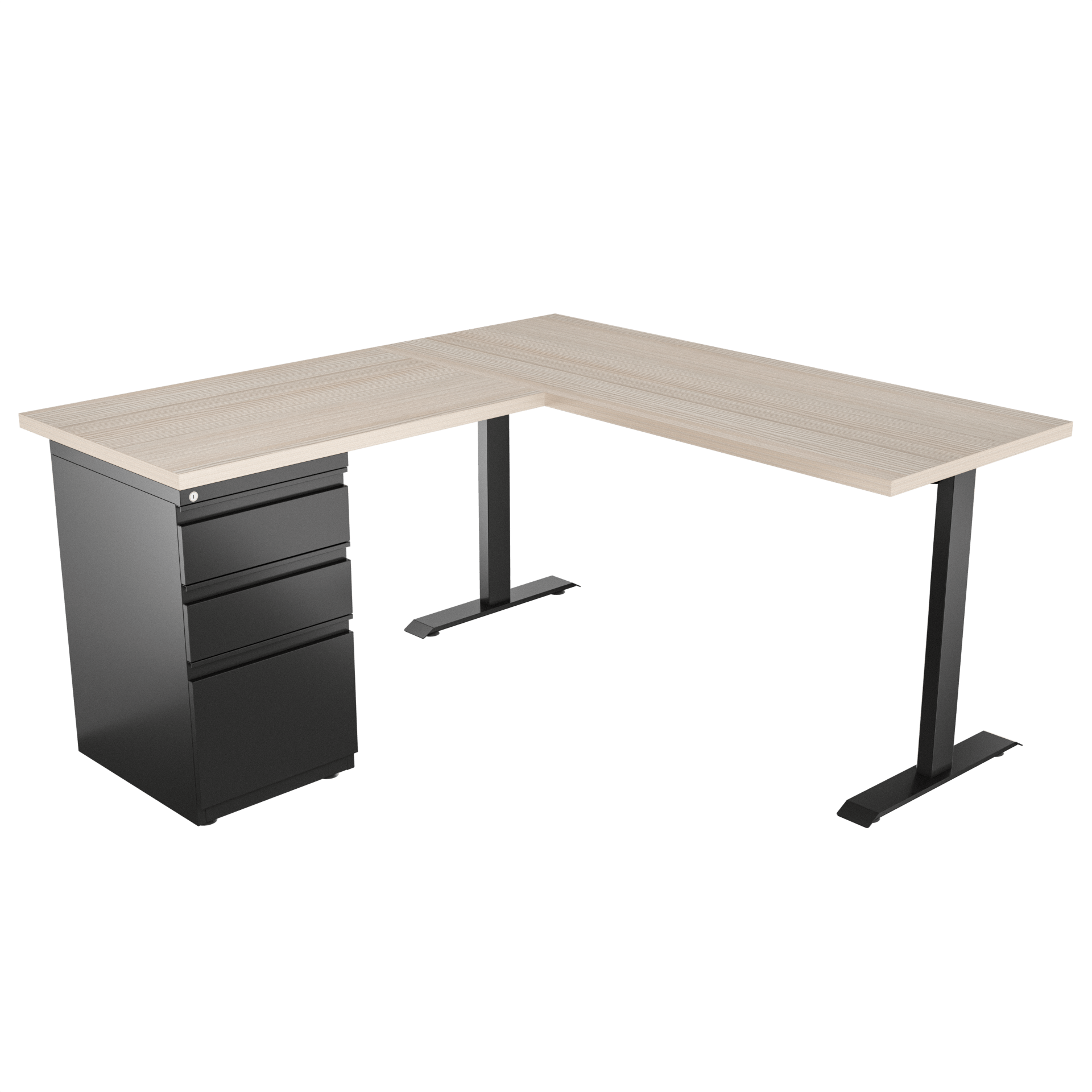 Escritorio Platino en L con archivador 2X1