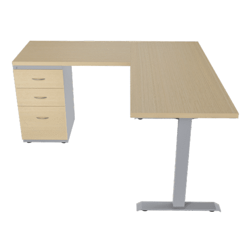 Escritorio en L- Platino – alpi claro – gris mate V2