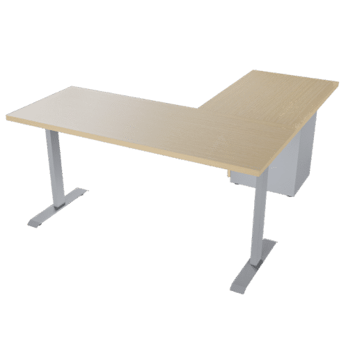 Escritorio en L- Platino – alpi claro – gris mate V3