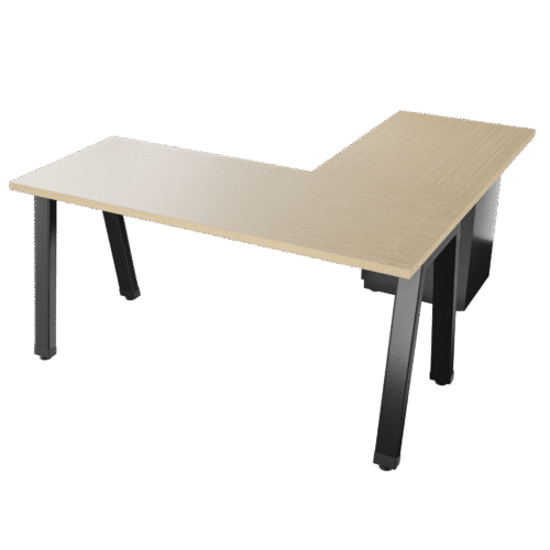 Escritorio en L – Vega – Alpi claro – Negro brillante V3