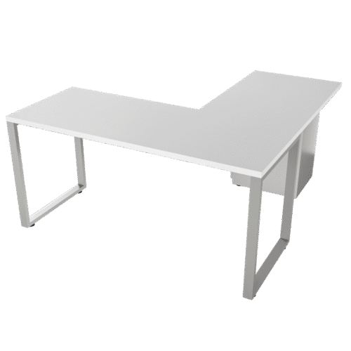 Escritorio en L – Venenton – Blanco – Gris brillante V3