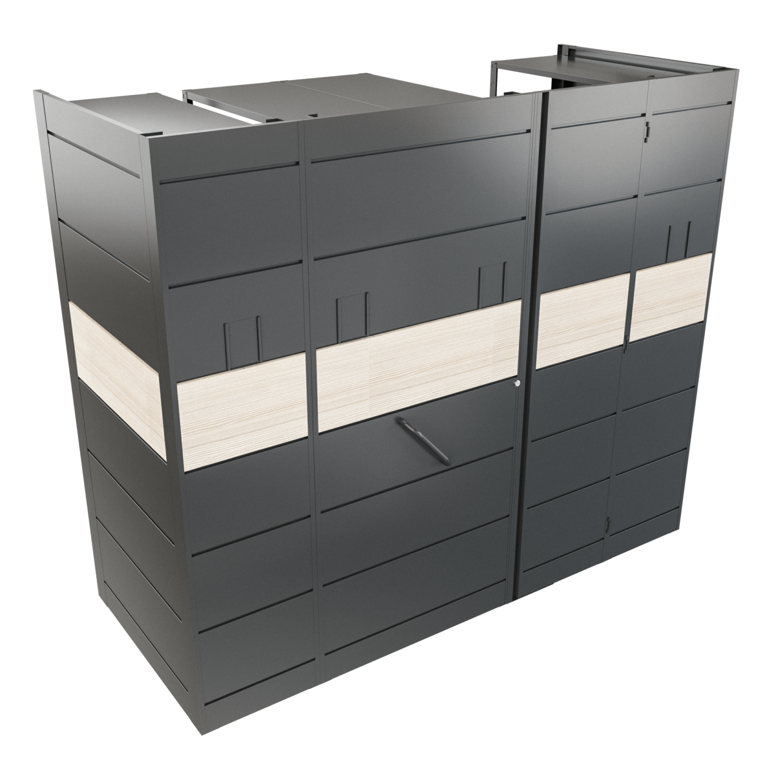 Archivador rodante manual – Negro brillante – larice 3D