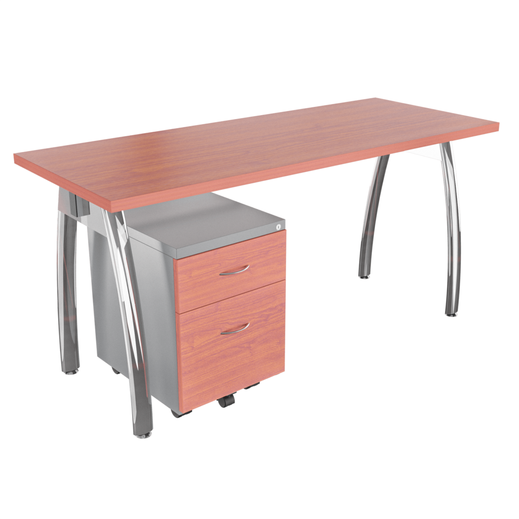 Escritorio Alpha recto con archivador 1X1 frente madera