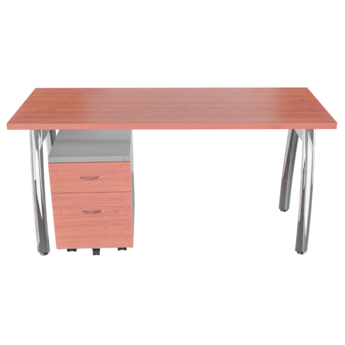 Escritorio Recto Alpha FM – Cerezo – cromo + gris brillante V2
