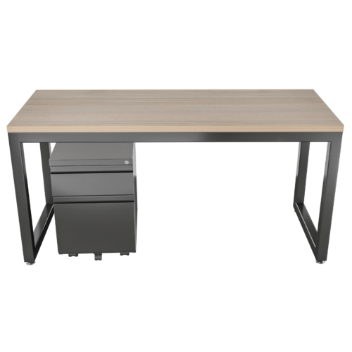 Escritorio Recto Damasco – Negro brilante – larice 3D V2